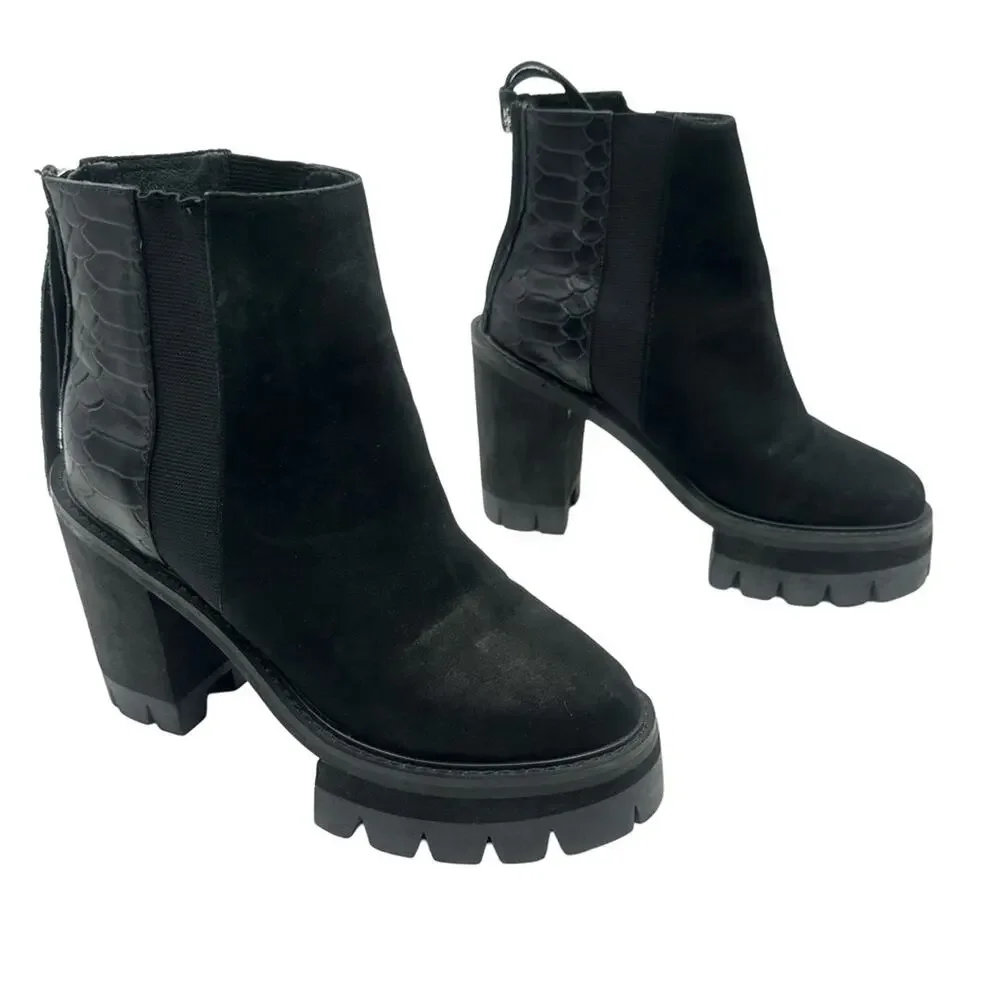 YES Shoes Paula Platform Ankle Boots - Black soft leather - SIZE 6